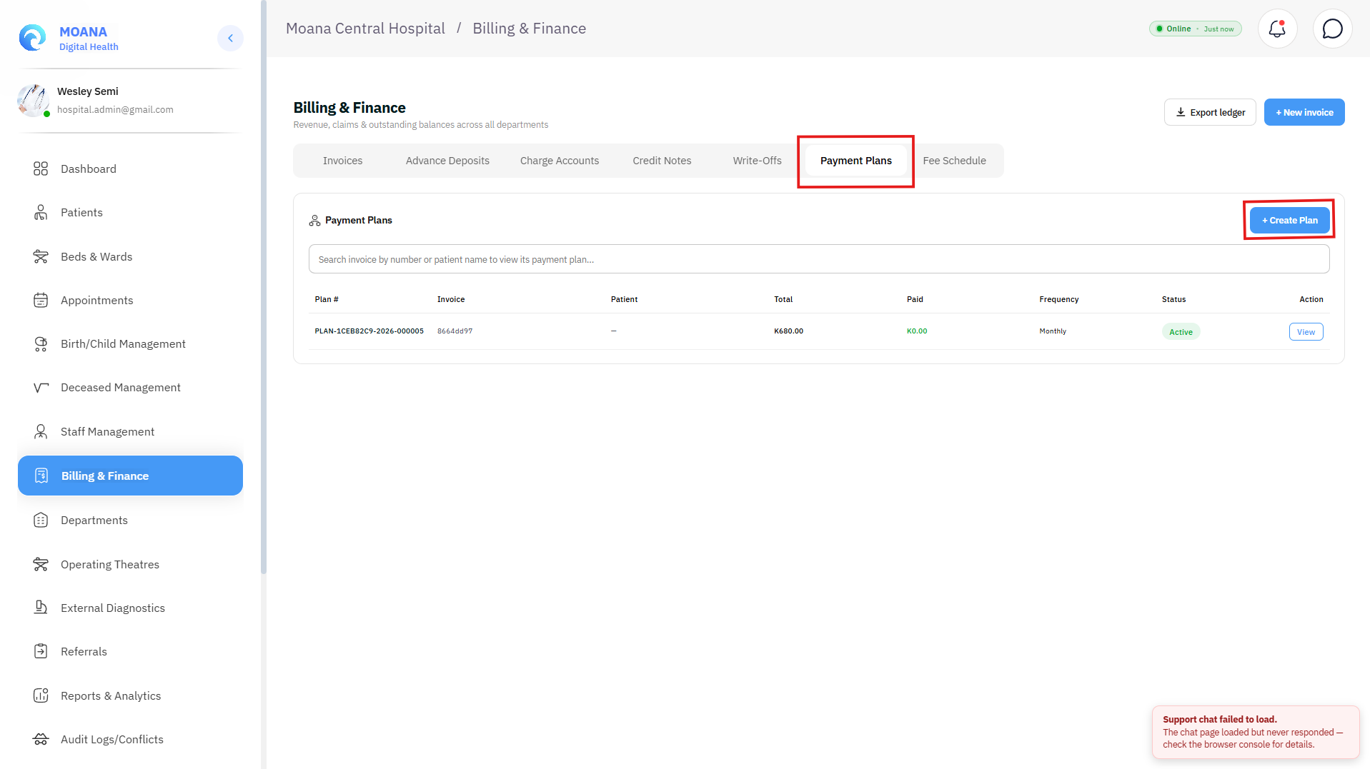 Click to view full size Installment Payment Plans Console with Schedule Grid and Recurring Receipt Generation