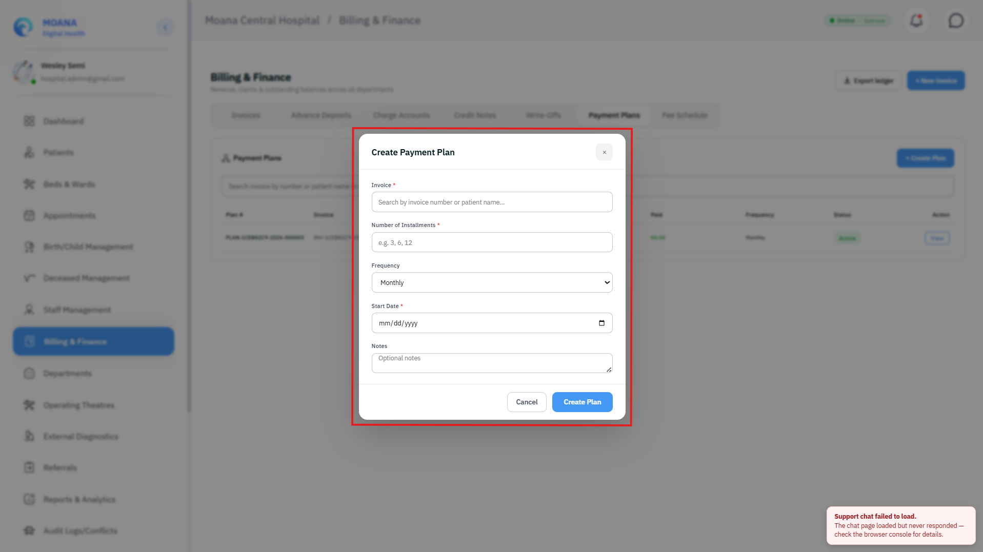 Click to view full size Installment Payment Plans Console with Schedule Grid and Recurring Receipt Generation